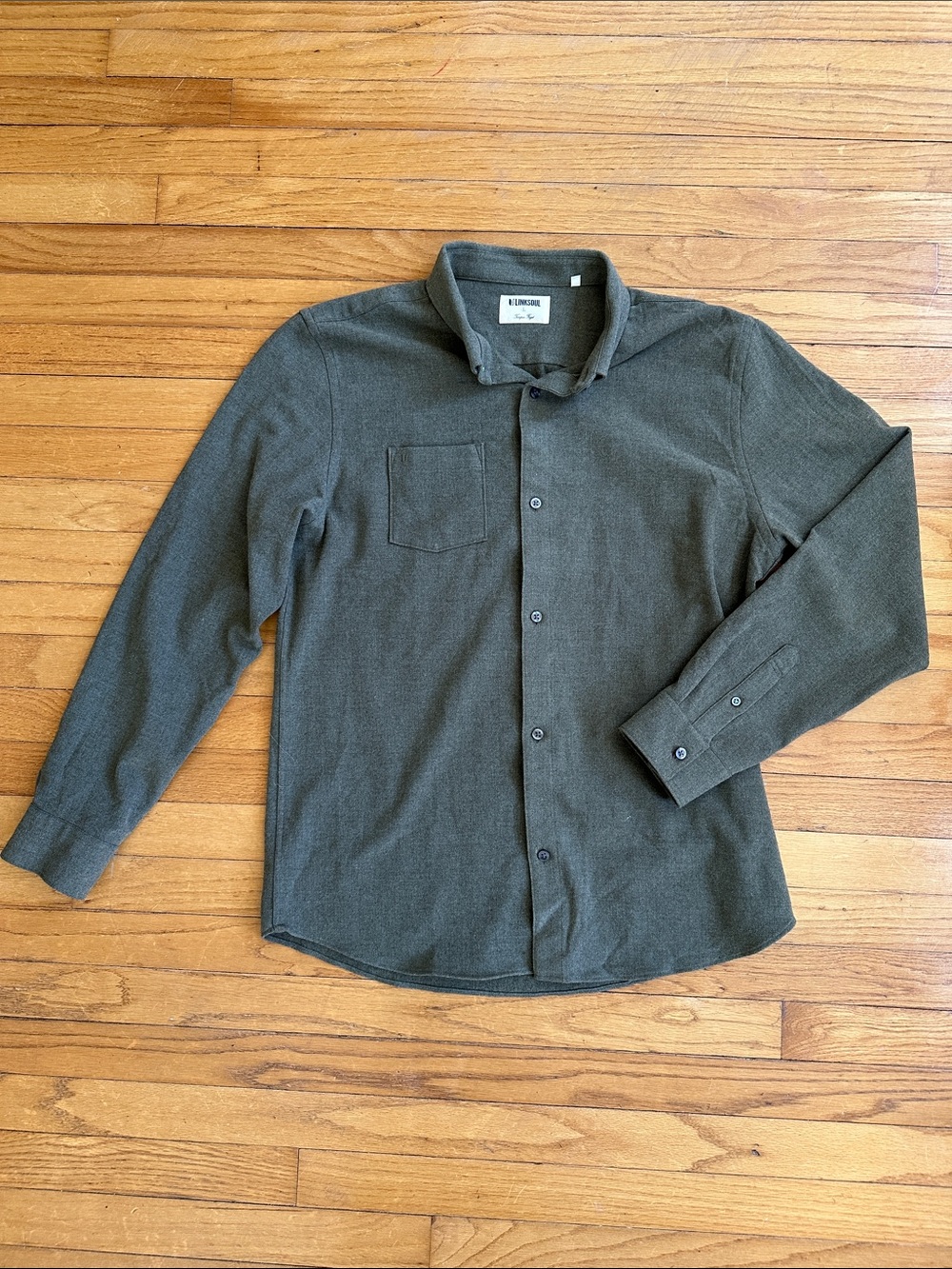 Linksoul Heather Green Long-Sleeve Button Shirt